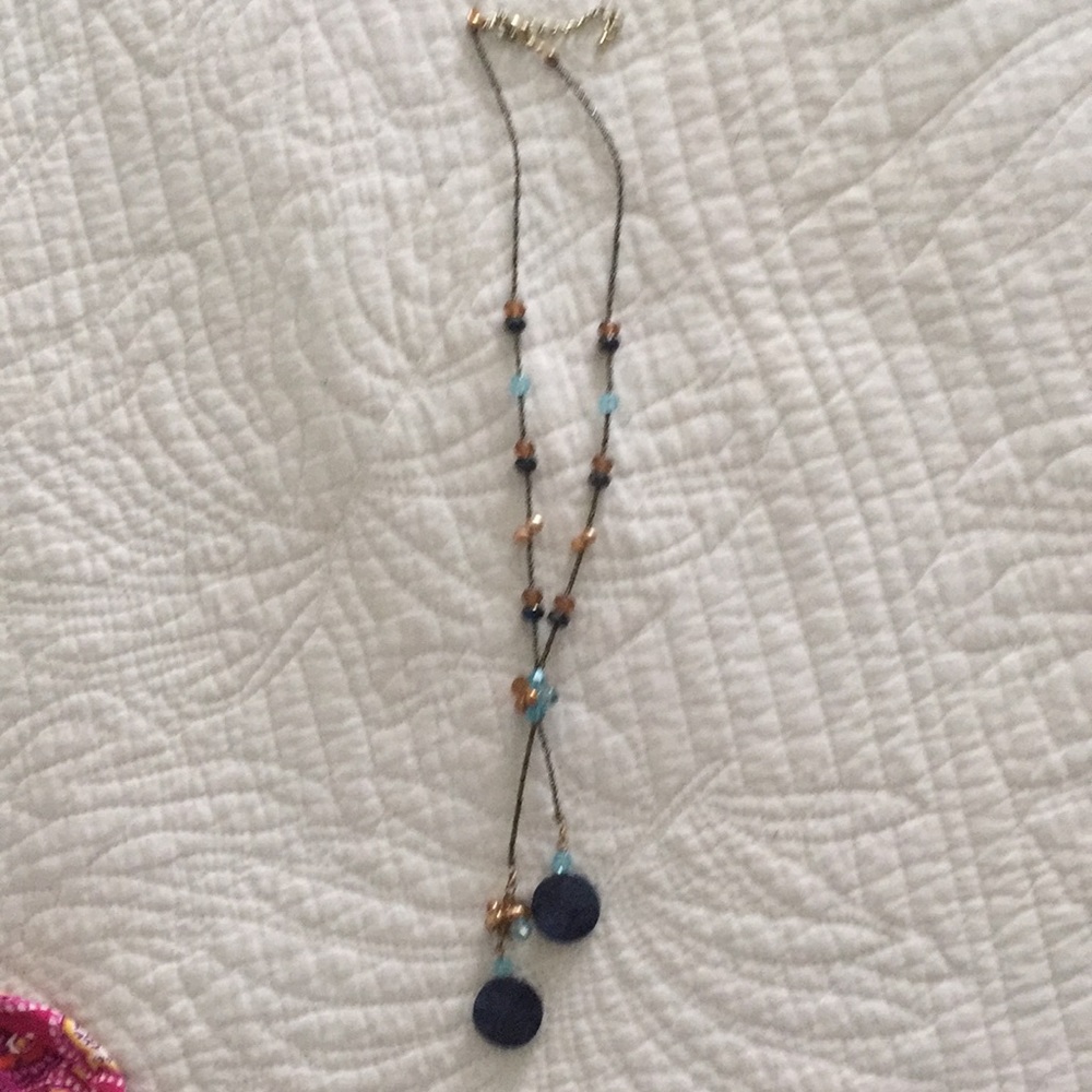 Necklace blue and gold stones